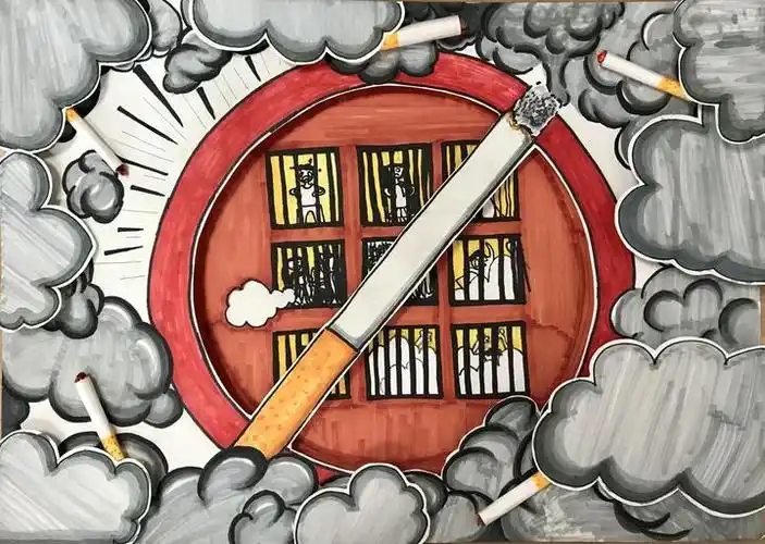 67无烟校园健康快乐区实小教育集团实验小学组织开展禁烟宣传招贴画