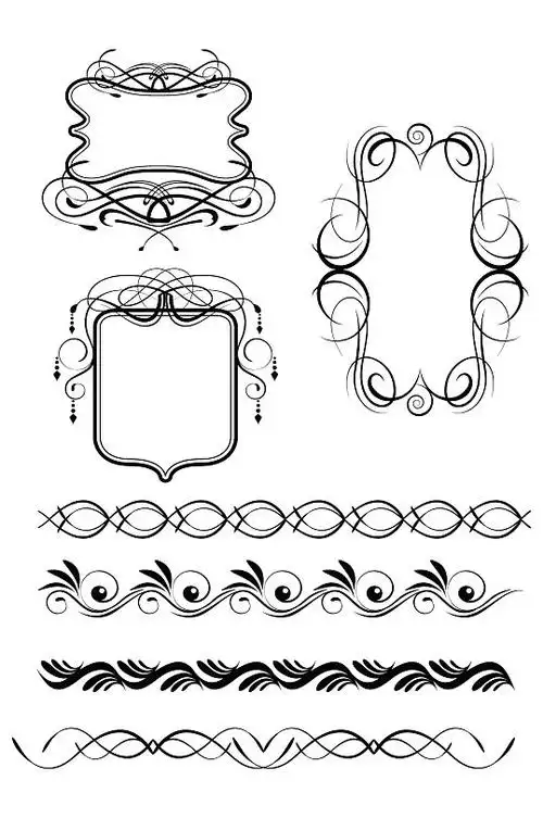 线形描边欧式花纹边框