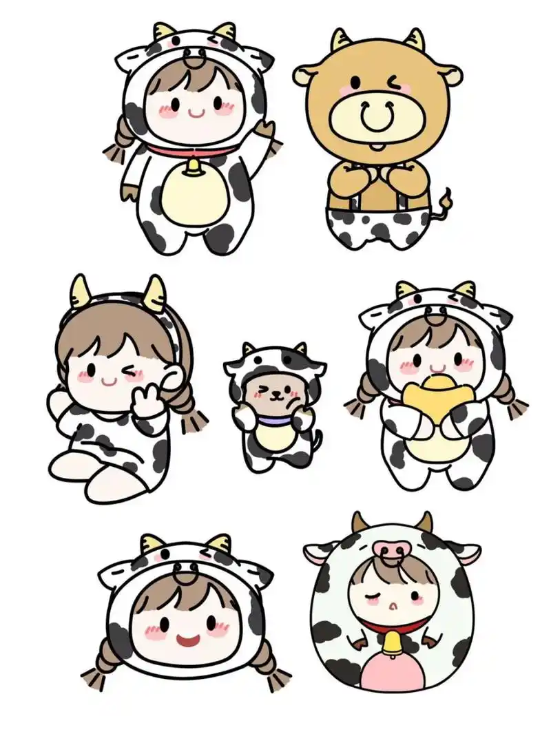 手帐|芝芝酱奶牛可爱电子手帐贴纸素材 95 芝芝酱奶牛创意可爱手帐