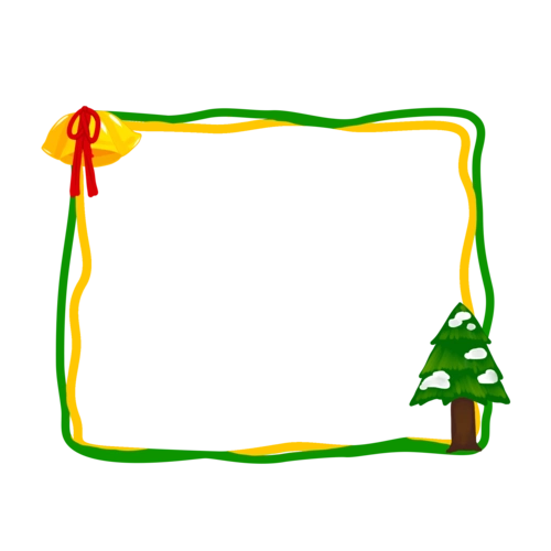 圣诞圣诞节圣诞夜长方形撞色边框可爱卡通装饰