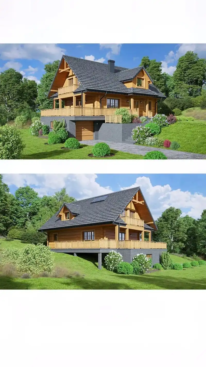 木屋建造 #别墅设计#效果图分享  #原木生活 #木屋别墅 - 抖音