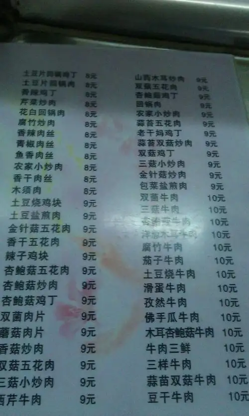 学校食堂盖浇饭的菜单