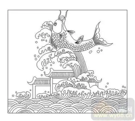 简笔画首页 手工爱好  茉莉蜡笔手绘之锦鲤跃龙门  用笔画出鲤鱼的