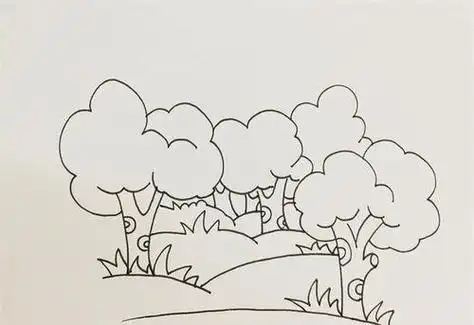 儿童简笔画森林背景图