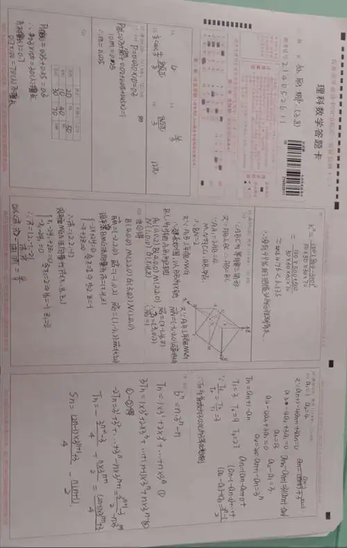 数学答题卡展示