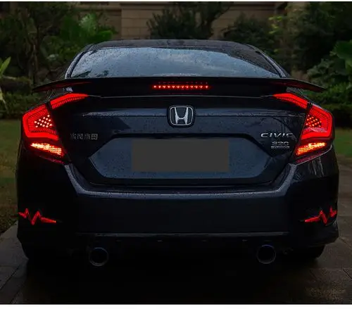 适用于本田十代思域尾灯总成改装熏黑led尾灯星空扫描流光后尾灯
