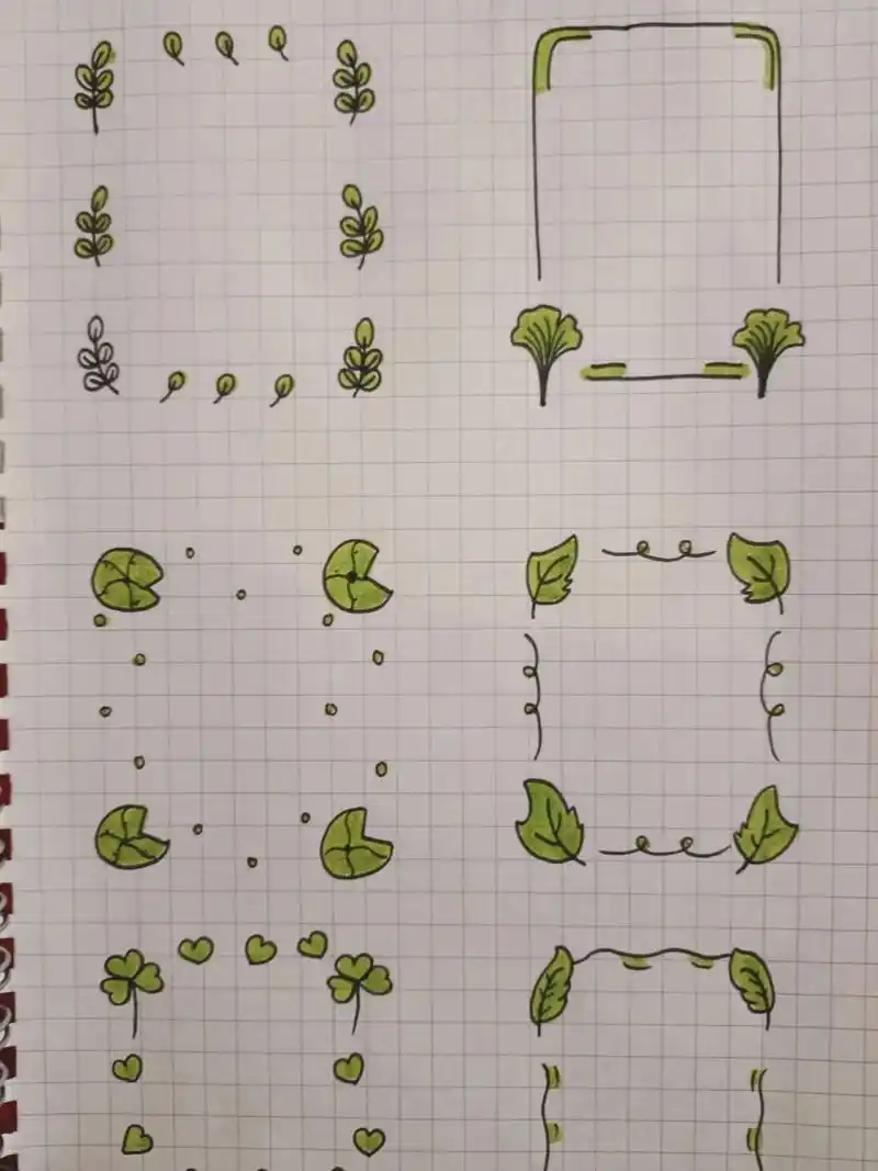 打卡第372天树叶手帐边框 清新的树叶手帐边框来啦简笔画 手帐 画画