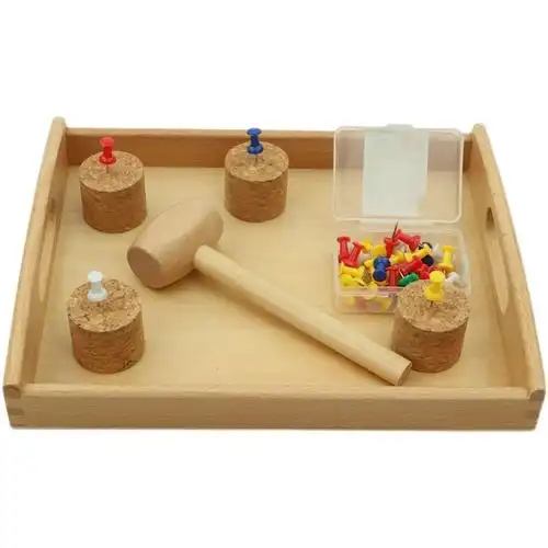 蒙氏日常生活基础练习锤钉子玩具木制捶打工作幼儿园益智早教教具