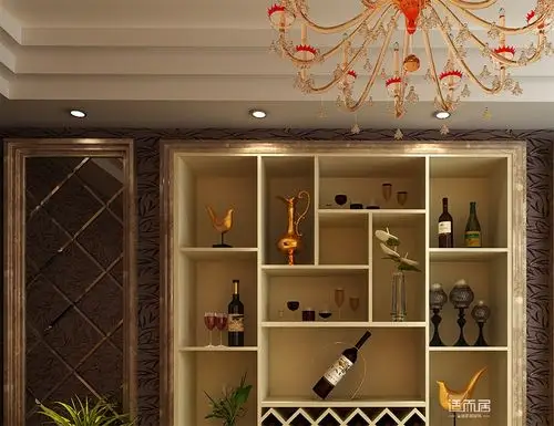 北欧印象 实用主义酒柜定制 开放式格子设计