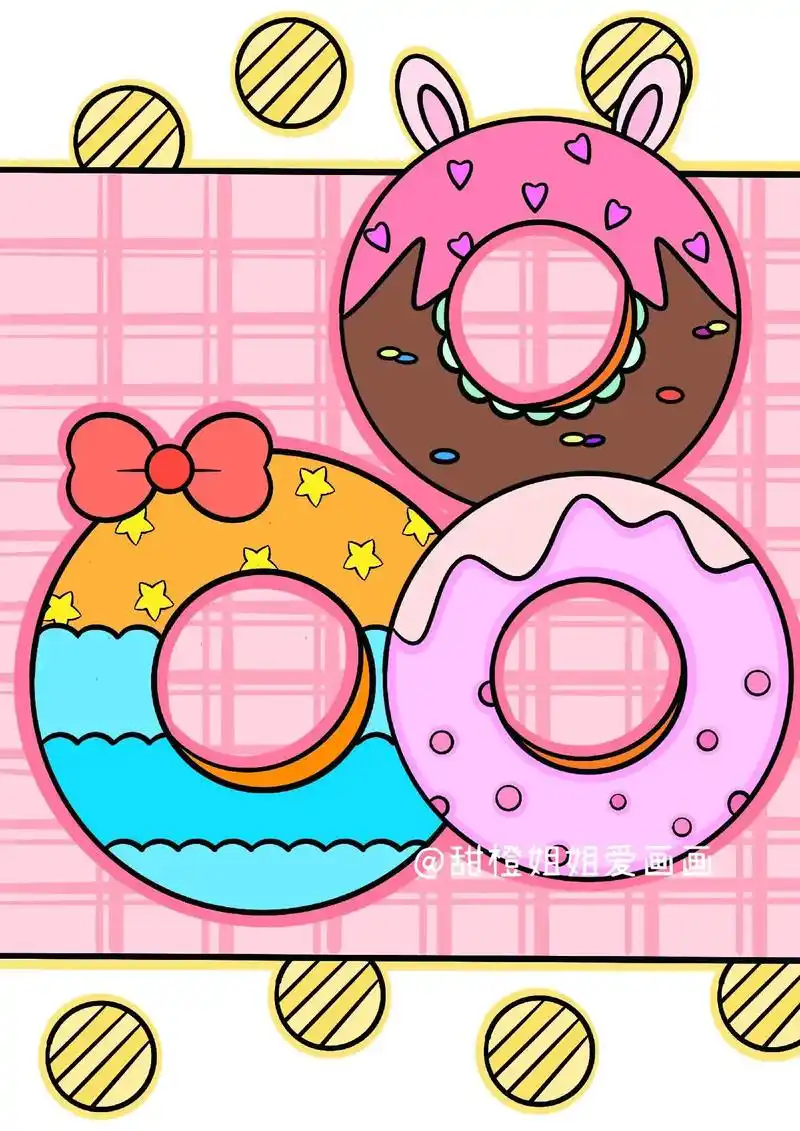 好吃的甜甜圈,谁不想拥有呢#画画 #儿童画 # - 抖音