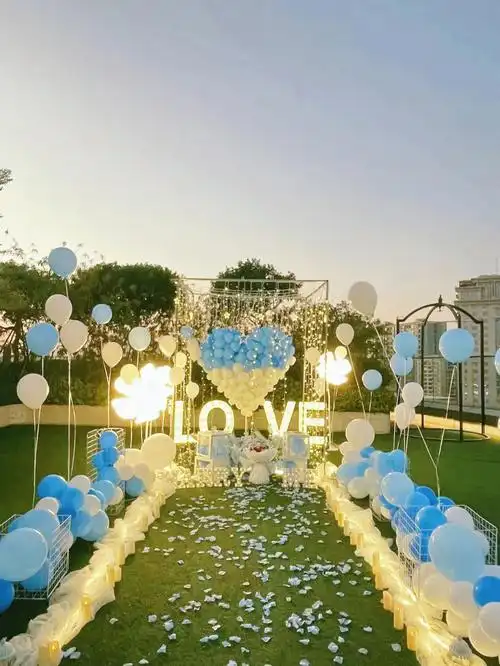 北京求婚布置78哇哦75天台求婚漂亮得让人无法呼吸 98蓝白色系