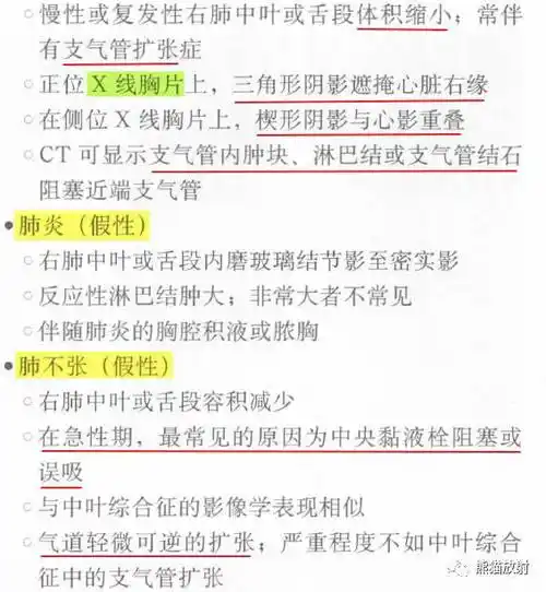 右肺中叶综合征的鉴别诊断