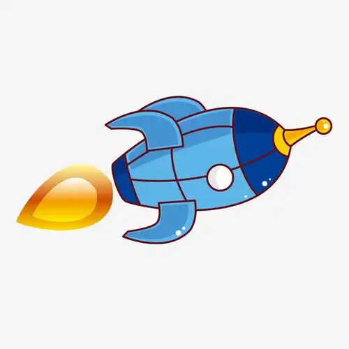 卡通手绘蓝色的火箭设计