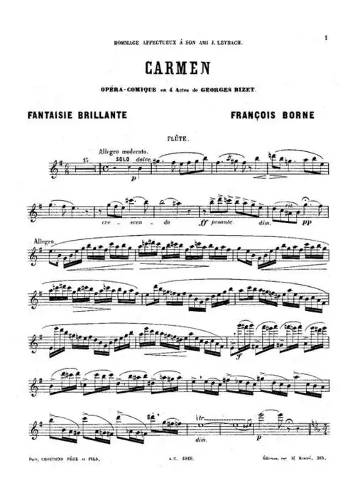 求卡门主题幻想曲的长笛谱,最好有分谱和钢琴伴奏谱.