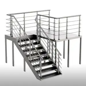 楼梯扶手护栏304不锈钢室外阳台别墅包安装家用栏杆圆p管拉丝立柱