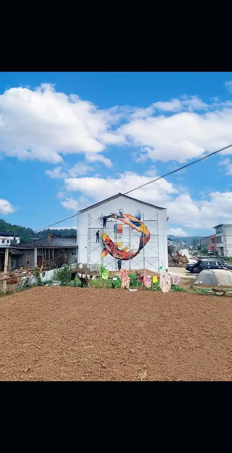 美丽乡村墙体彩绘.首先,从市场规模来看,随着乡村振兴战略的深 - 抖音