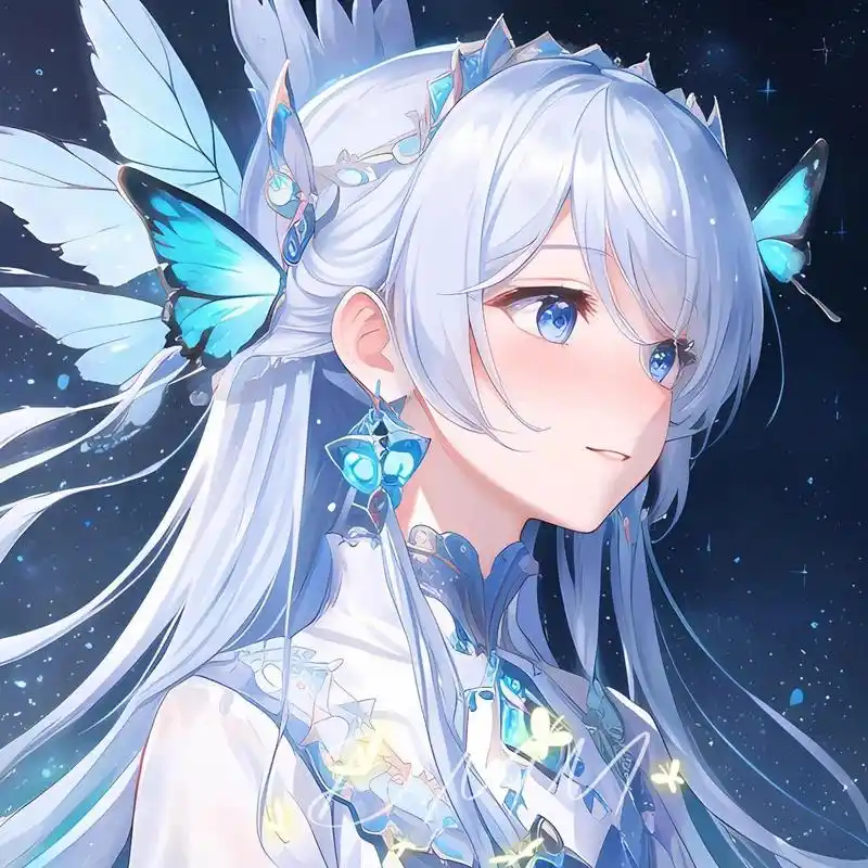 蓝色动漫女生头像 78梦幻有意境78颜值绝美      作者一只大毛毛