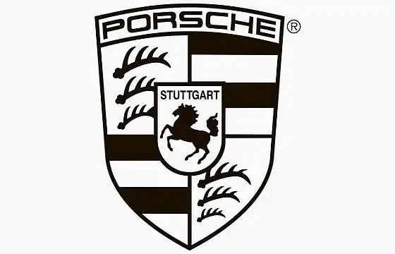 豪华跑车品牌黑色保时捷汽车标志大全及名字图片免抠素材