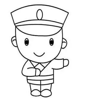 8月最新警察叔叔简笔画 儿童画警察叔叔简笔画