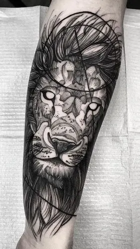 速写风狮子纹身手稿