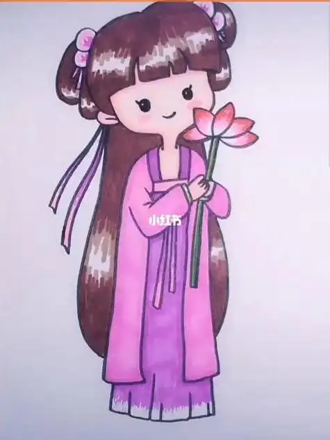 简笔画古风小女孩