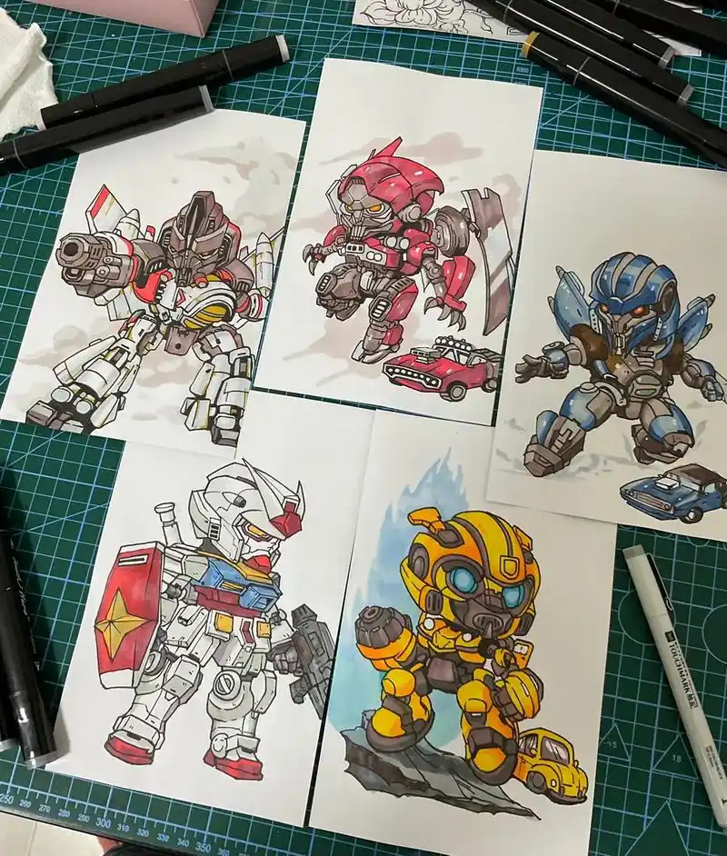 变形金刚q版动漫马克笔绘画教程.