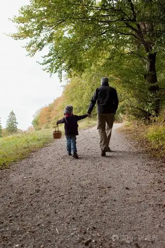 父子俩出去散步