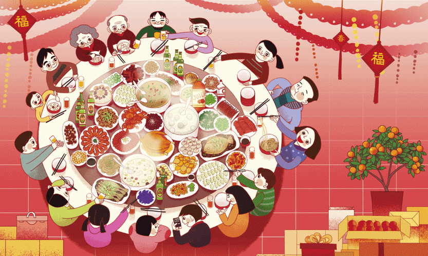 热腾腾的饭菜驱赶了冬日的寒冷,一桌的家常菜满满都是"家"的味道.