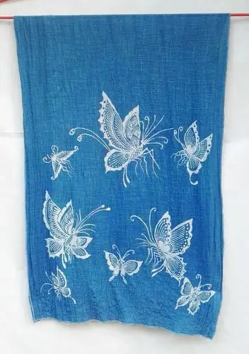 围巾定做贵州丹寨蜡染手工植物板蓝根蓝靛蝴蝶苗族蜡染