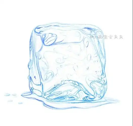 彩铅画蓝色冰块手绘教程