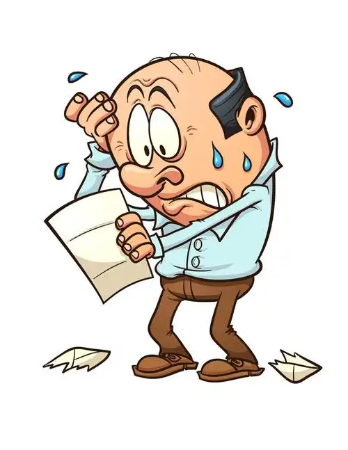 紧张流汗的卡通人物