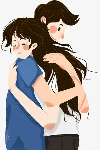 唯美七夕拥抱情侣人物插画