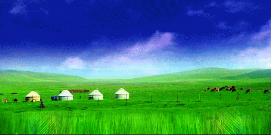 【gif动图】草原骏马奔腾&新套马杆-乌兰托娅//lrc同步歌词音乐