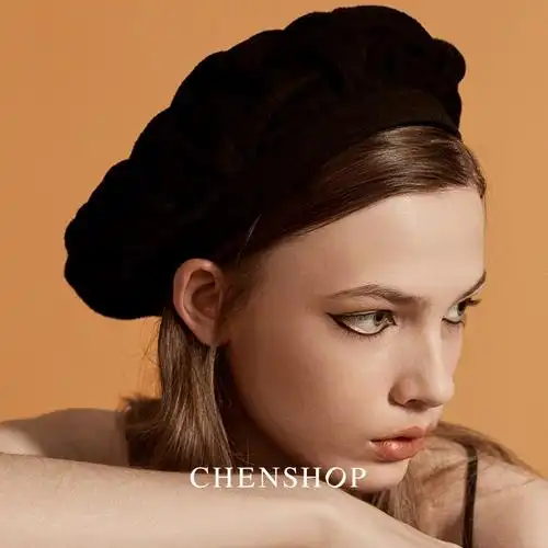 chenshop设计师品牌chinchin手工立体捏花毛呢贝雷帽时尚欧美风帽子