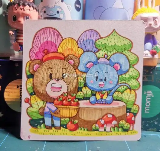 《动物朋友》 丹尼索蜡笔画 插画 儿童画 手绘 板绘 卡通 壁纸 头像