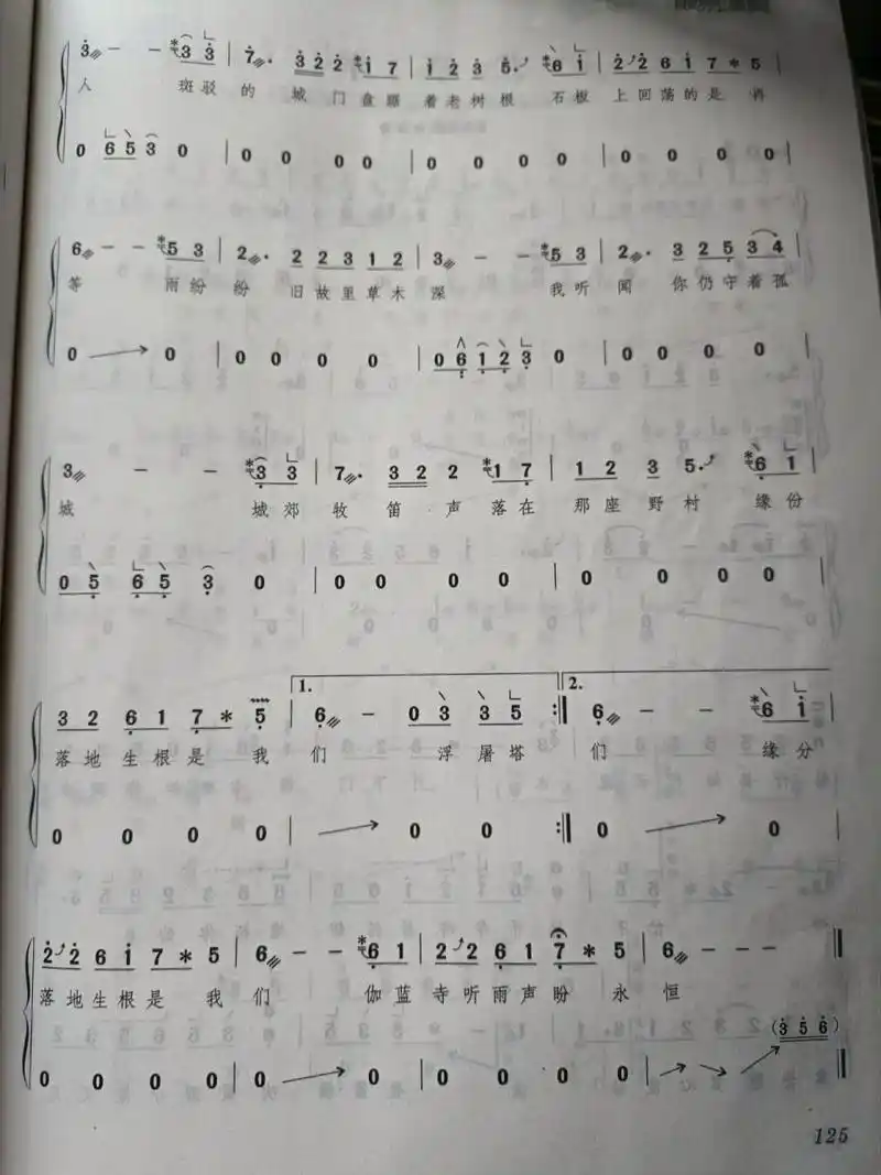 古筝d调【烟花易冷】谱子