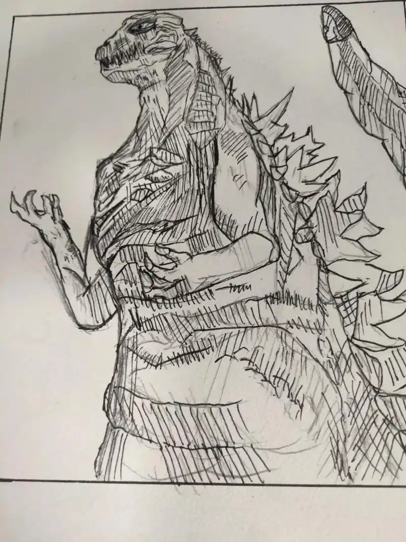 手绘 #画画 #原创作品  今日主题…哥斯拉 - 抖音