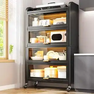 厨房置物架落地多层多功能餐边柜储物柜子翻盖收纳柜橱柜家用碗柜优惠