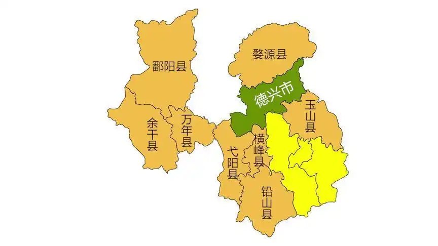 江西上饶区划地图3区8县1市