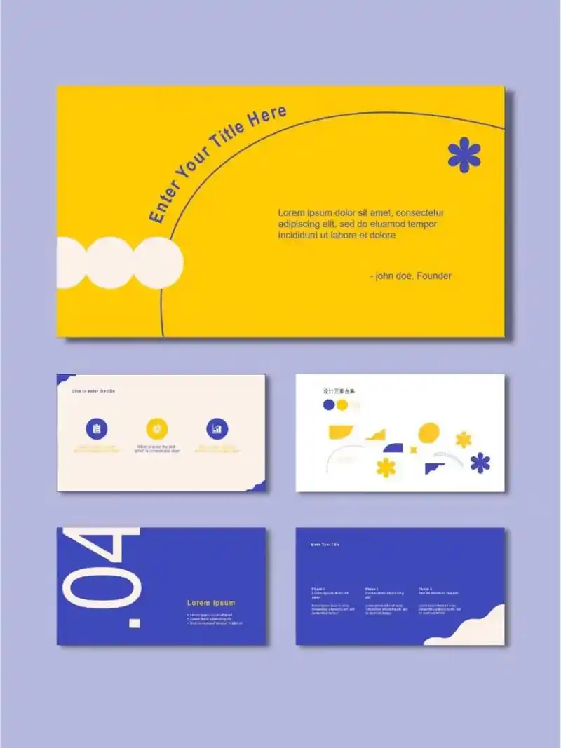 ppt模板|简约黄蓝 黄蓝色调可以活泼也可以沉稳 配色也是ppt技巧