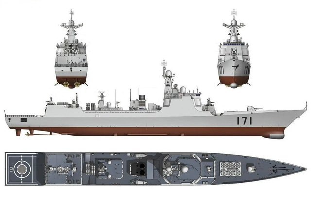 052c型导弹驱逐舰四视图