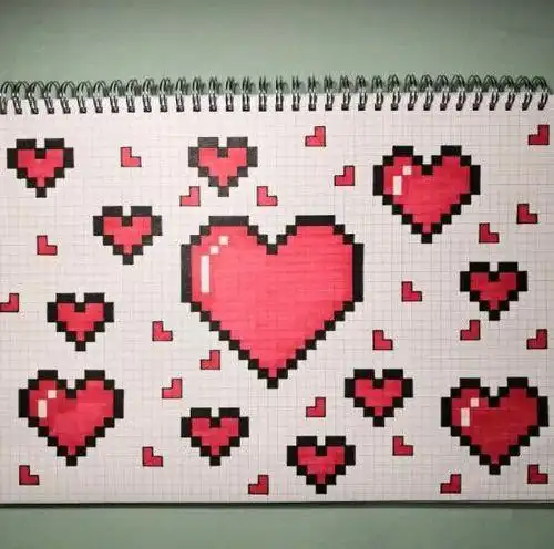 简笔画 比耐心 - 65是丸子呀的快手简笔画 方格纸还能这么玩简笔画