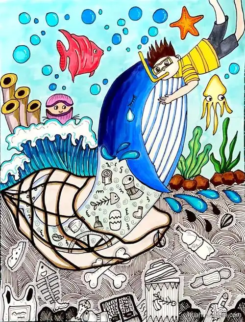 保护蔚蓝世界 6月8日世界海洋日主题绘画作品