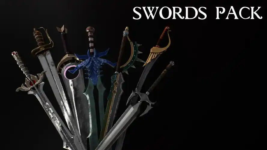 3a写实角色扮演刀剑游戏3d武器模型 虚幻4 ue4 aaa swords pack
