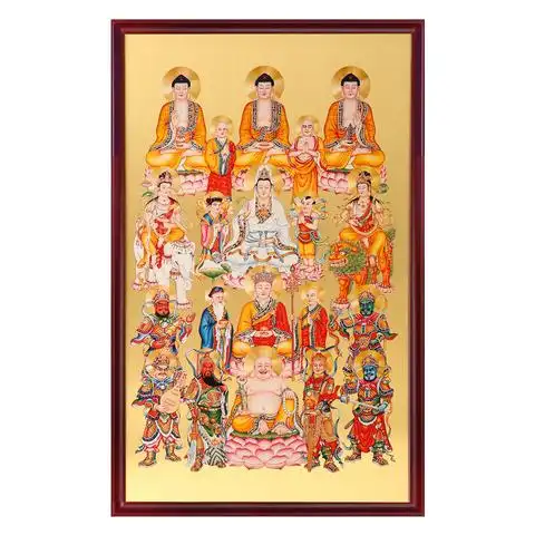 台湾宝华全堂佛画像中堂挂画万佛图铜版全佛图佛堂寺庙供奉众佛图