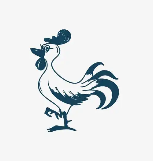 矢量黑色拟人公鸡