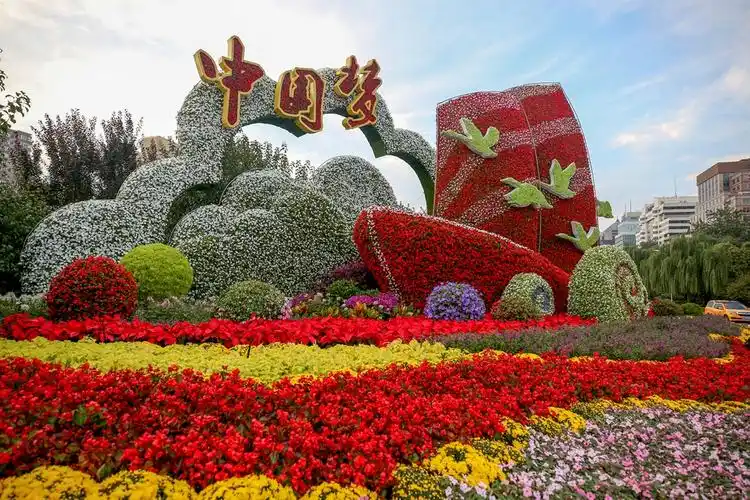 国庆花坛亮相长安街京城最热打卡地你去了吗