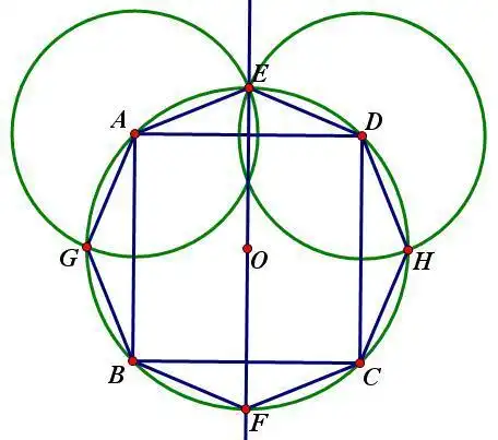 用直尺和圆规画正八边形的方法如下:正八边形1.