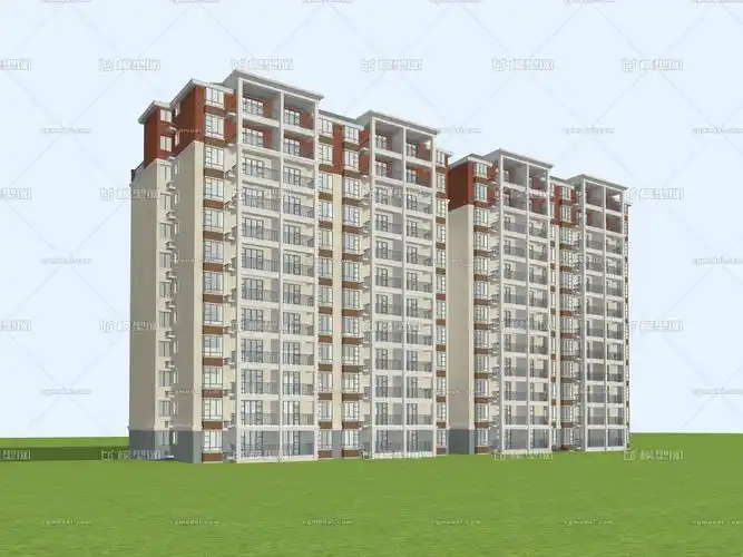 12层小高层住宅楼建筑_沈萍spencer作品_建筑私人住宅_cg模型网