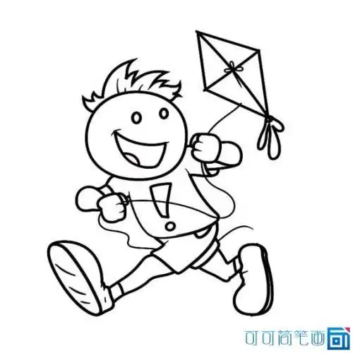 小学放风筝简笔画 第1页